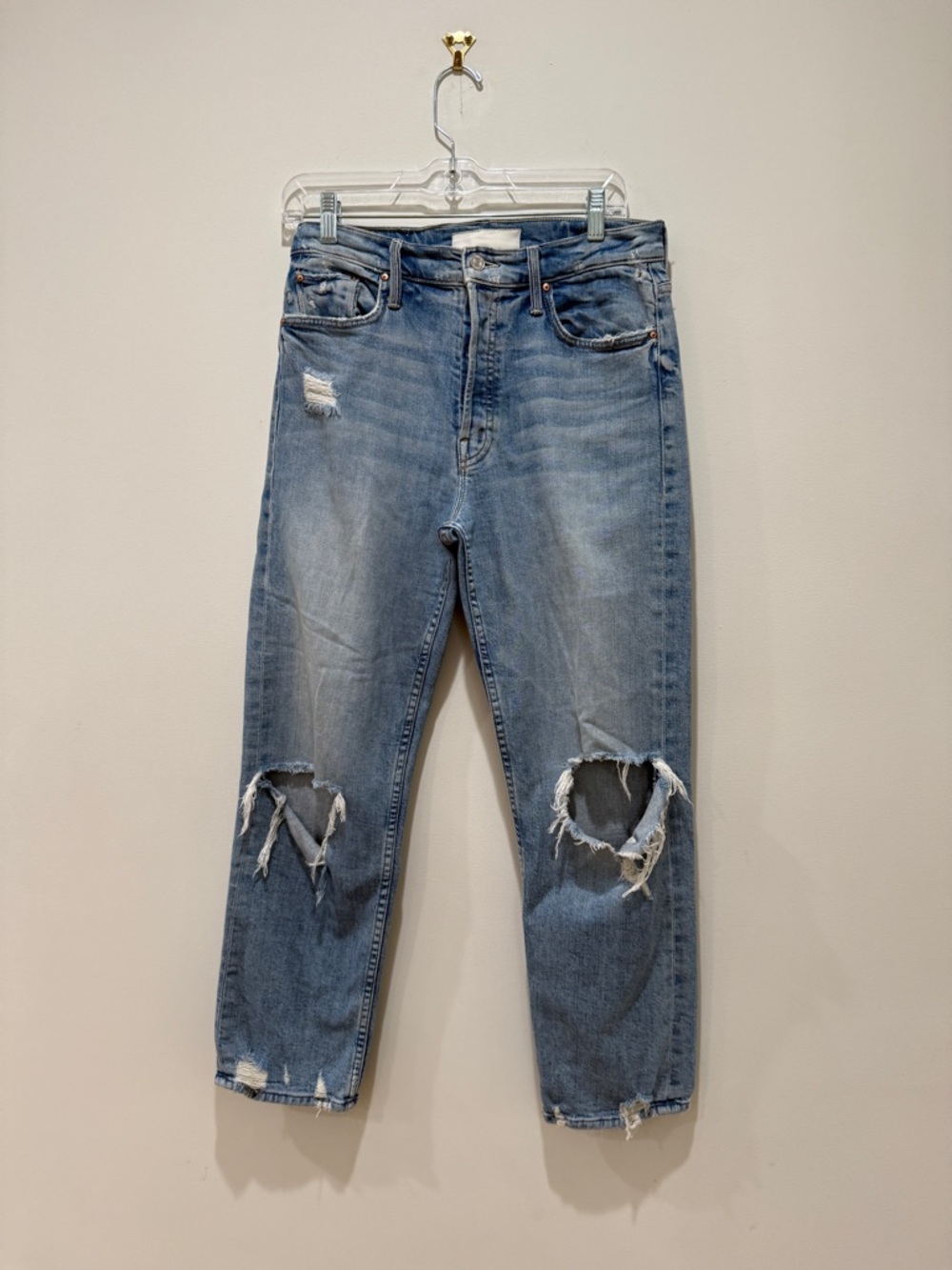 MOTHER Light Blue Distressed Boyfriend Jeans